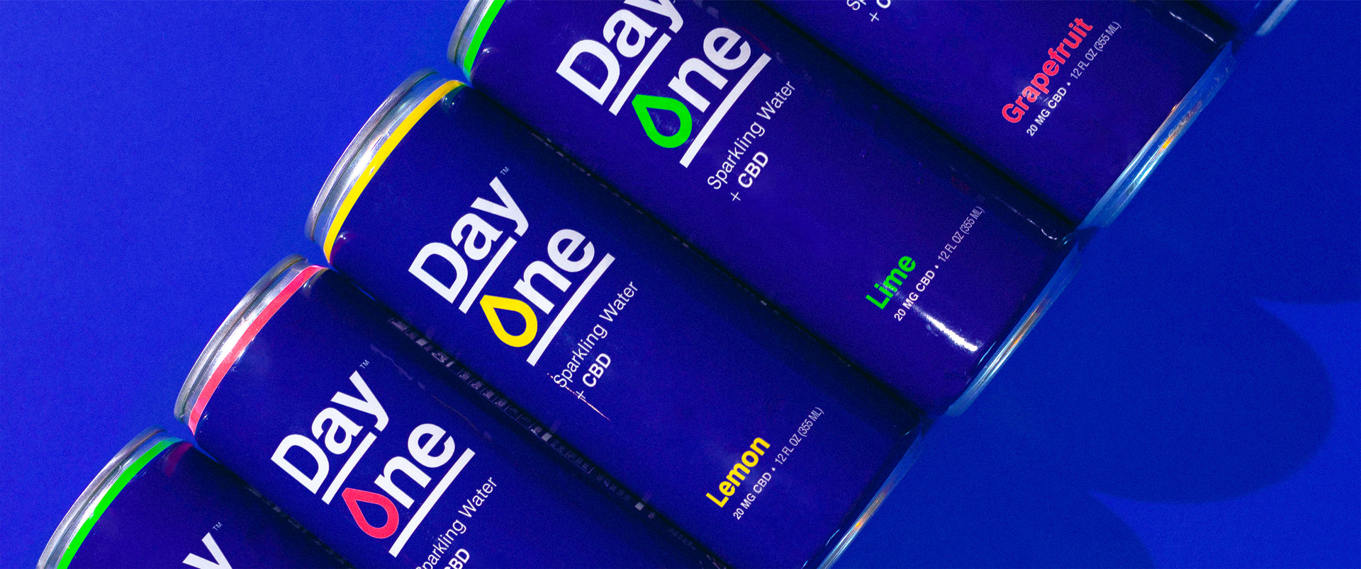 Three flavors of Day One CBD beverage cans