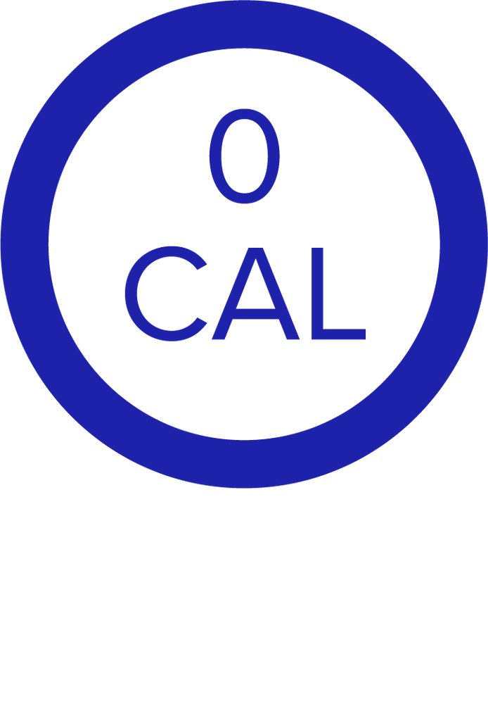 Blue text that reads "0 cal" inside a blue circle